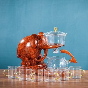 Creative Tea Set Elephant Shape Automatic Tea Set Pu'er Oolong Teapot And Cup Set Heat-resistant Glass Teapot With Base acacuss