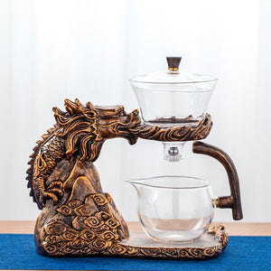 Creative Tea Toad Shape Teapot Automatic Tea Maker Pu'er Oolong Teapot And Cup Set Heat-resistant Glass Teapot Holder Base acacuss
