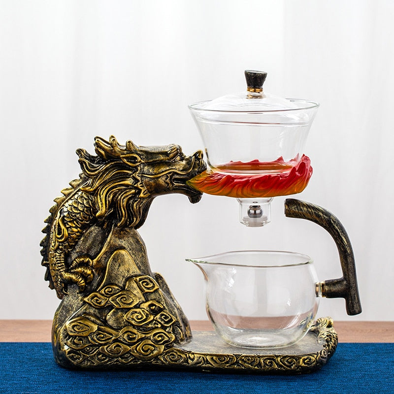 Creative Tea Toad Shape Teapot Automatic Tea Maker Pu'er Oolong Teapot And Cup Set Heat-resistant Glass Teapot Holder Base acacuss