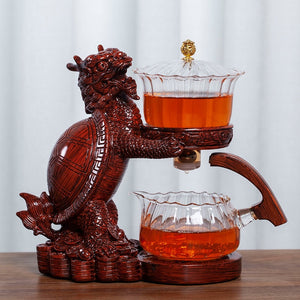 Creative Tea Toad Shape Teapot Automatic Tea Maker Pu'er Oolong Teapot And Cup Set Heat-resistant Glass Teapot Holder Base acacuss