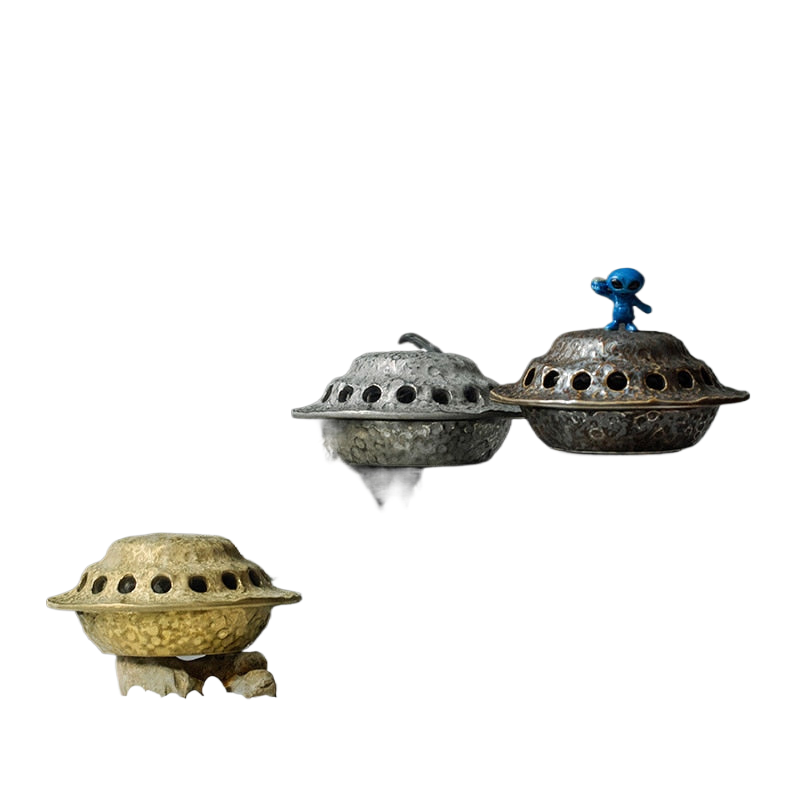 Creative UFO Incense Burner Alien Spaceship Ceramic Censer Incense Holder Statue Home Office Desk Decor Ornament Dropshipping acacuss