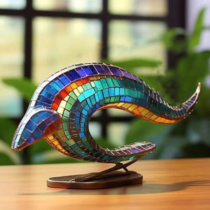 Creative Wildlife Metal Art Base Home Room Table Decorations Shark Lion Whale Animals Style Flat Decorative Alloy Ornaments acacuss