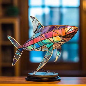 Creative Wildlife Metal Art Base Home Room Table Decorations Shark Lion Whale Animals Style Flat Decorative Alloy Ornaments acacuss