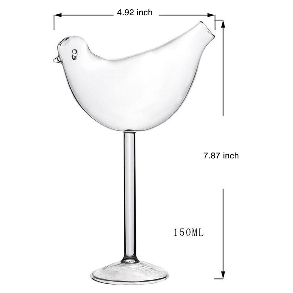 Creative Wine Glass Bird Shaped Cocktail Cup Transparent Goblet Whisky Brandy Glass for Dinner Party Birthday Gift Men Women acacuss