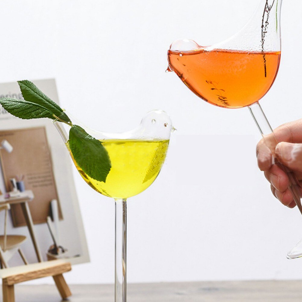 Creative Wine Glass Bird Shaped Cocktail Cup Transparent Goblet Whisky Brandy Glass for Dinner Party Birthday Gift Men Women acacuss