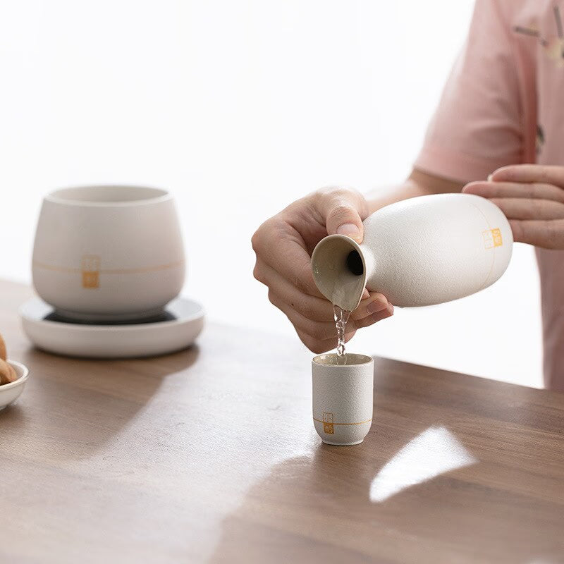 Creative Wine Warmer Set Ceramic Hot Saki Drink Eco-Friendly Sake Set Sake Set and Cups with Warmer Keep Sake Storage Gift Box acacuss