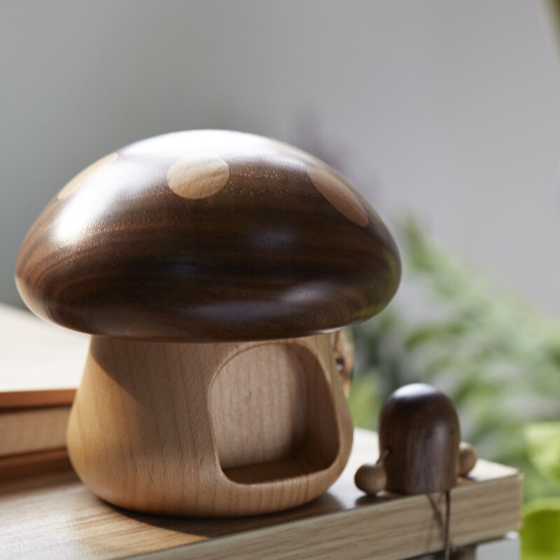 Creative Wooden Music Box Mushroom Music Box Home Decoration Living Room Decoration Tabletop Decoration acacuss