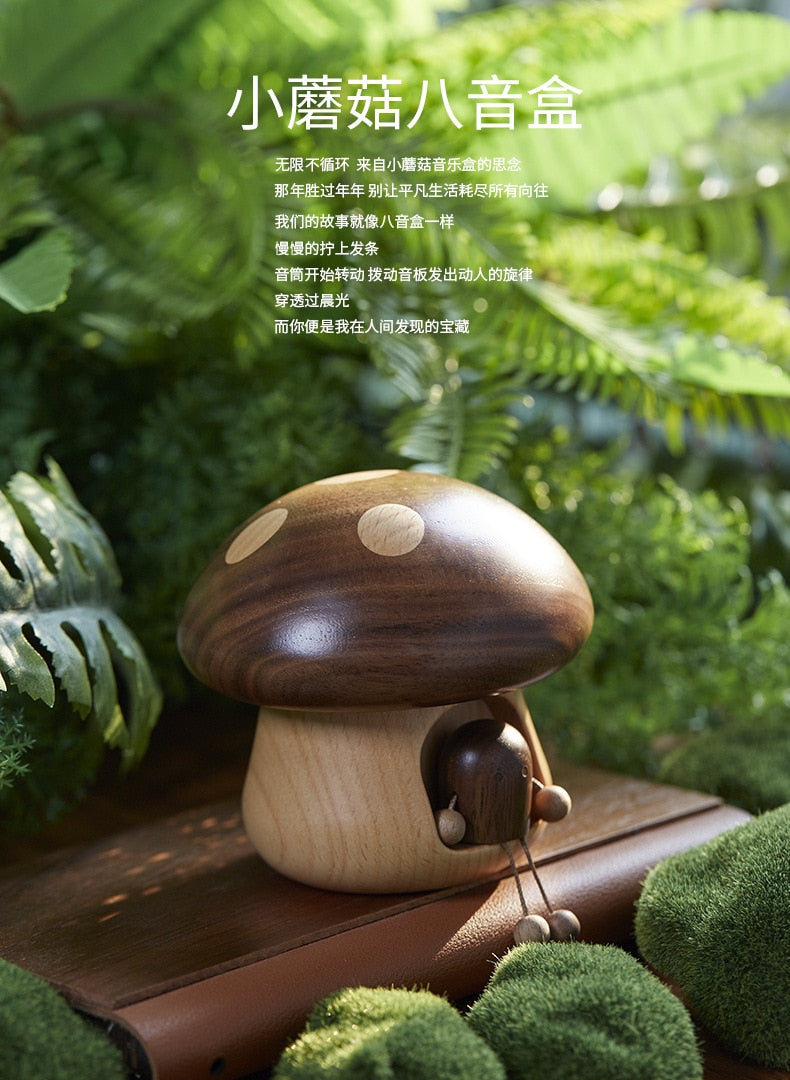 Creative Wooden Music Box Mushroom Music Box Home Decoration Living Room Decoration Tabletop Decoration acacuss