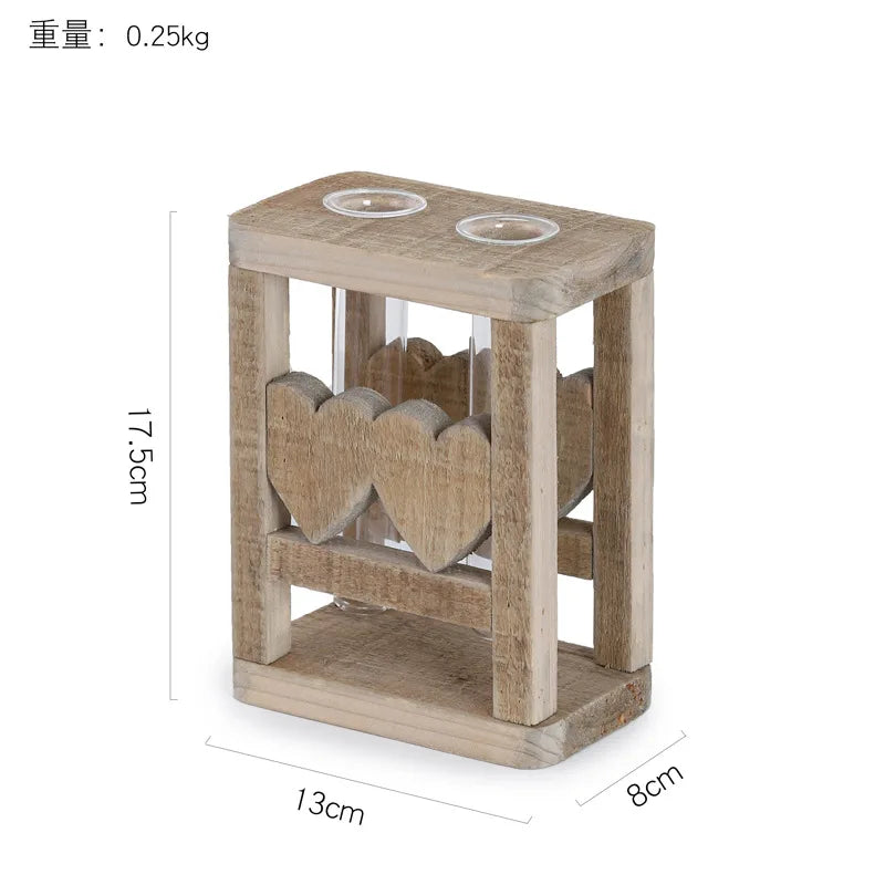 Creative Wooden Vase Decorated Solid Wood Flower Pot for Glass Hydroponic Home Decorative Vase Tabletop Home Decoration acacuss