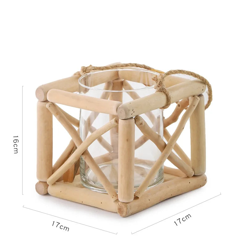 Creative Wooden Vase Decorated Solid Wood Flower Pot for Glass Hydroponic Home Decorative Vase Tabletop Home Decoration acacuss