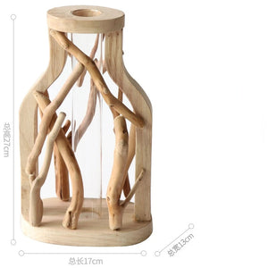 Creative Wooden Vase Decorated Solid Wood Flower Pot for Glass Hydroponic Home Decorative Vase Tabletop Home Decoration acacuss