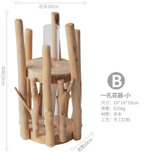 Creative Wooden Vase Decorated Solid Wood Flower Pot for Glass Hydroponic Home Decorative Vase Tabletop Home Decoration acacuss