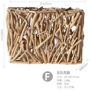 Creative Wooden Vase Decorated Solid Wood Flower Pot for Glass Hydroponic Home Decorative Vase Tabletop Home Decoration acacuss