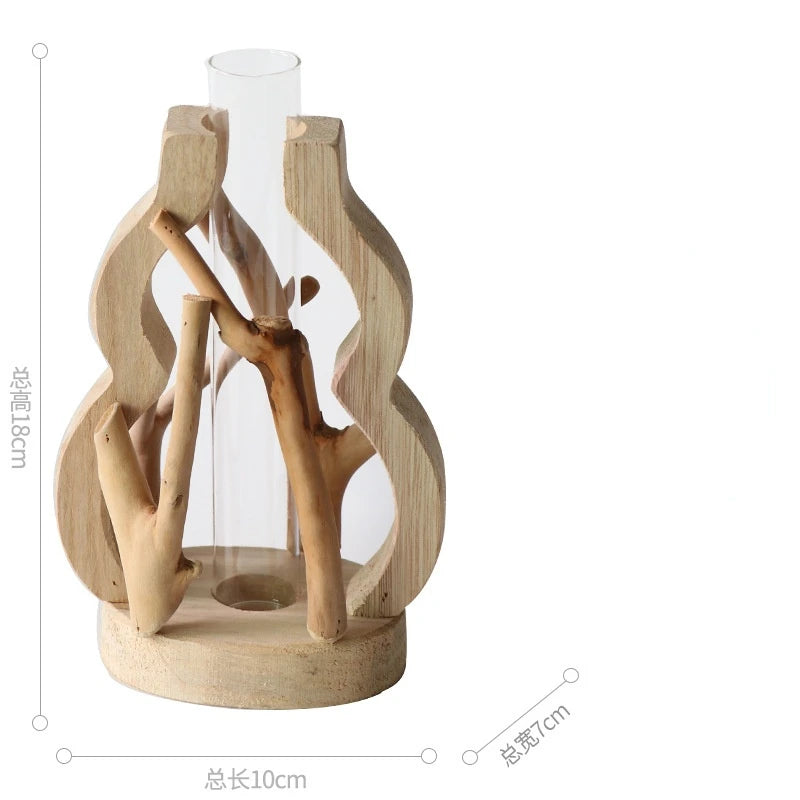 Creative Wooden Vase Decorated Solid Wood Flower Pot for Glass Hydroponic Home Decorative Vase Tabletop Home Decoration acacuss