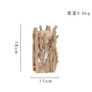 Creative Wooden Vase Decorated Solid Wood Flower Pot for Glass Hydroponic Home Decorative Vase Tabletop Home Decoration acacuss