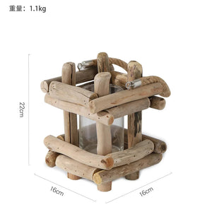 Creative Wooden Vase Decorated Solid Wood Flower Pot for Glass Hydroponic Home Decorative Vase Tabletop Home Decoration acacuss