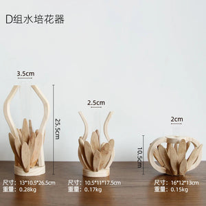 Creative Wooden Vase Decorated Solid Wood Flower Pot for Glass Hydroponic Home Decorative Vase Tabletop Home Decoration acacuss