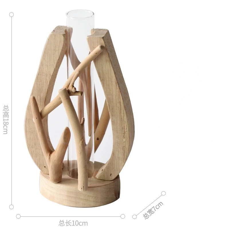 Creative Wooden Vase Decorated Solid Wood Flower Pot for Glass Hydroponic Home Decorative Vase Tabletop Home Decoration acacuss