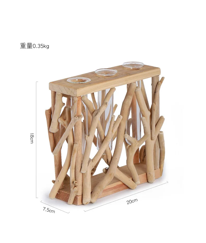 Creative Wooden Vase Decorated Solid Wood Flower Pot for Glass Hydroponic Home Decorative Vase Tabletop Home Decoration acacuss
