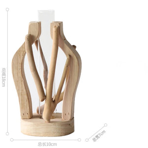 Creative Wooden Vase Decorated Solid Wood Flower Pot for Glass Hydroponic Home Decorative Vase Tabletop Home Decoration acacuss