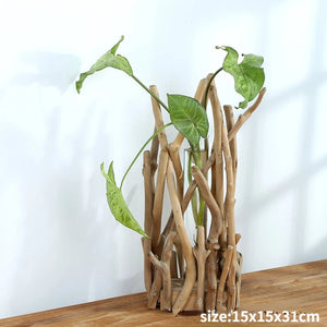 Creative Wooden Vase Decorated Solid Wood Flower Pot for Glass Hydroponic Home Decorative Vase Tabletop Home Decoration acacuss