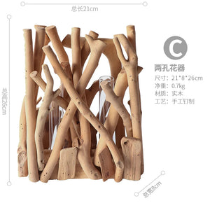 Creative Wooden Vase Decorated Solid Wood Flower Pot for Glass Hydroponic Home Decorative Vase Tabletop Home Decoration acacuss