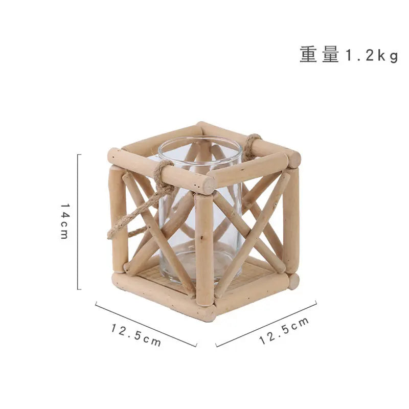 Creative Wooden Vase Decorated Solid Wood Flower Pot for Glass Hydroponic Home Decorative Vase Tabletop Home Decoration acacuss