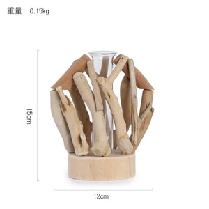 Creative Wooden Vase Decorated Solid Wood Flower Pot for Glass Hydroponic Home Decorative Vase Tabletop Home Decoration acacuss