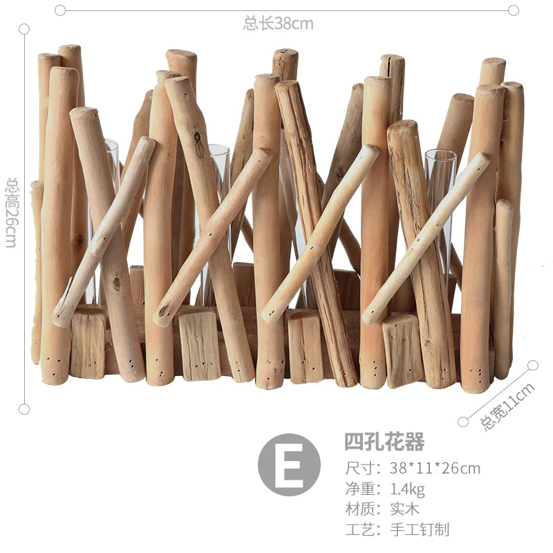 Creative Wooden Vase Decorated Solid Wood Flower Pot for Glass Hydroponic Home Decorative Vase Tabletop Home Decoration acacuss
