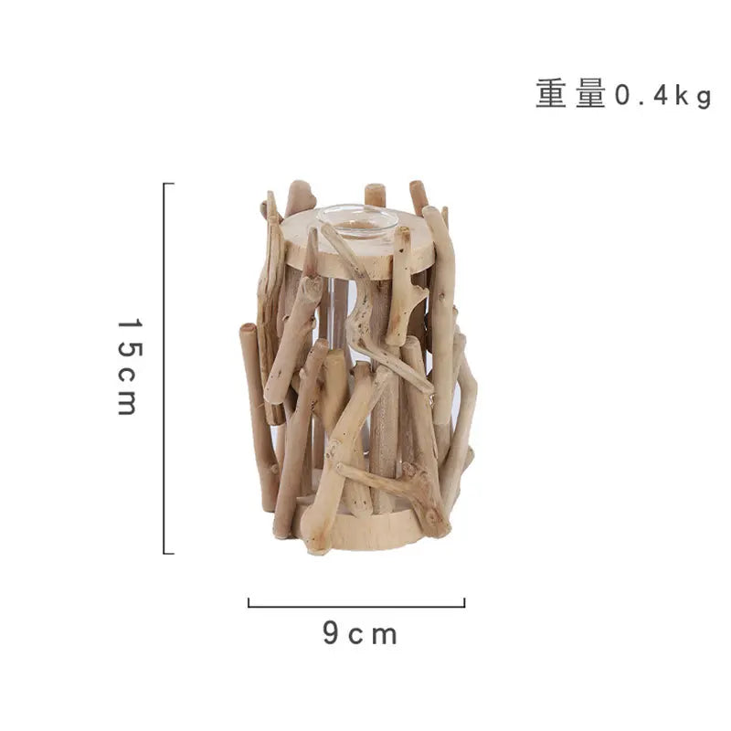 Creative Wooden Vase Decorated Solid Wood Flower Pot for Glass Hydroponic Home Decorative Vase Tabletop Home Decoration acacuss