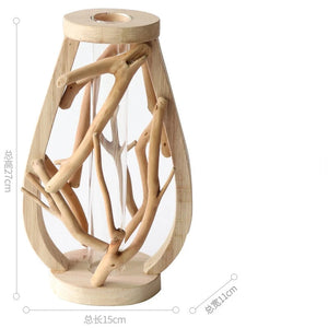 Creative Wooden Vase Decorated Solid Wood Flower Pot for Glass Hydroponic Home Decorative Vase Tabletop Home Decoration acacuss