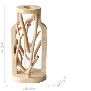 Creative Wooden Vase Decorated Solid Wood Flower Pot for Glass Hydroponic Home Decorative Vase Tabletop Home Decoration acacuss