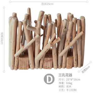 Creative Wooden Vase Decorated Solid Wood Flower Pot for Glass Hydroponic Home Decorative Vase Tabletop Home Decoration acacuss