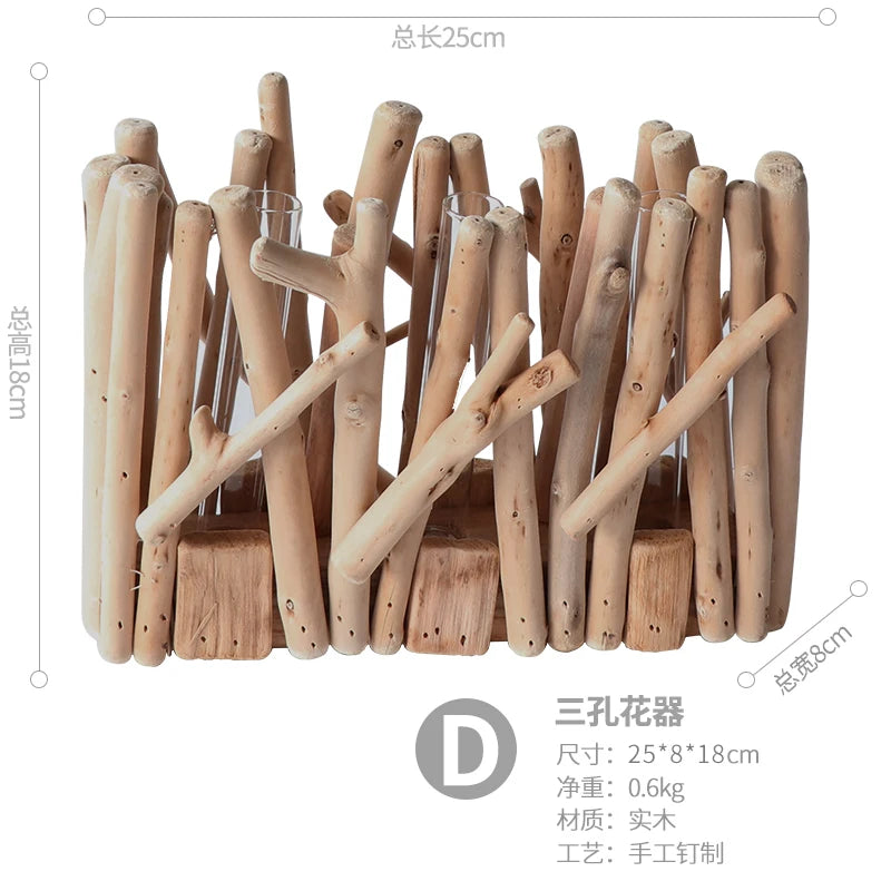 Creative Wooden Vase Decorated Solid Wood Flower Pot for Glass Hydroponic Home Decorative Vase Tabletop Home Decoration acacuss