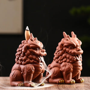 Creative backflow incense burner Sandalwood pixiu purple sand tea pet decoration boutique tea table Kung fu tea set accessories acacuss