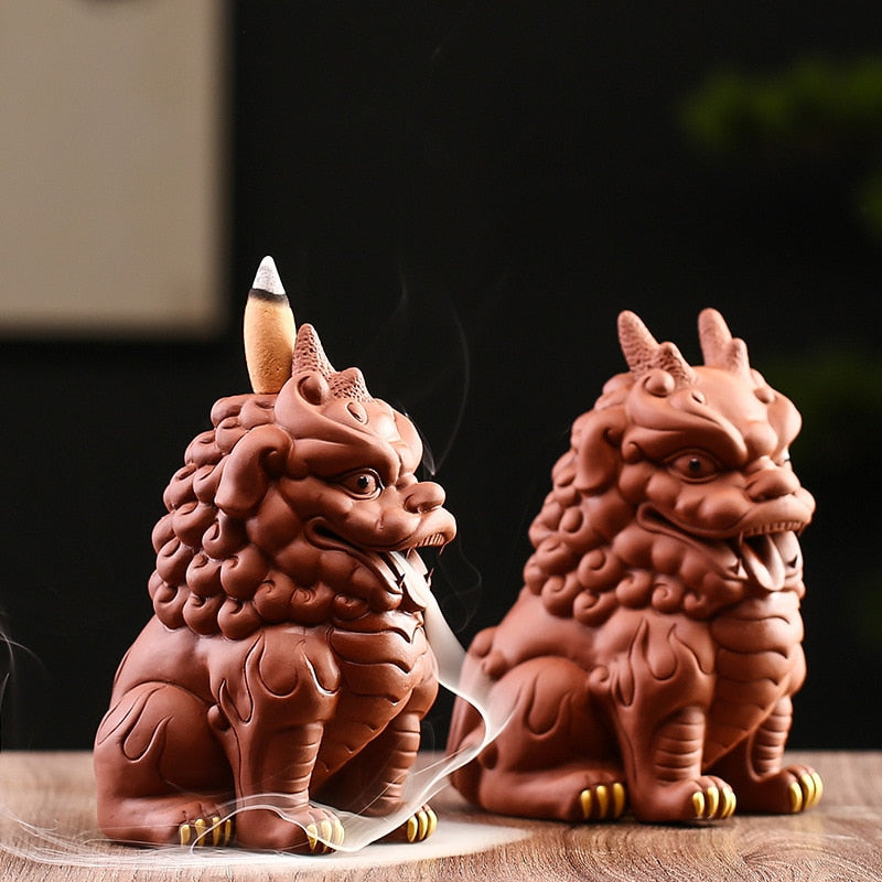 Creative backflow incense burner Sandalwood pixiu purple sand tea pet decoration boutique tea table Kung fu tea set accessories acacuss