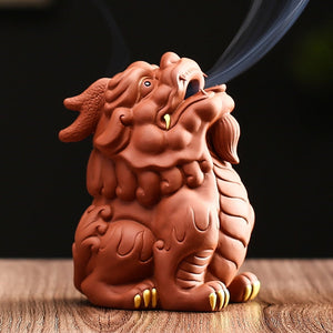 Creative backflow incense burner Sandalwood pixiu purple sand tea pet decoration boutique tea table Kung fu tea set accessories acacuss