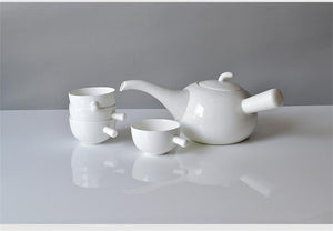 Creative designed, bone china tea pot set , factory direct glaze teapot for tea, five-piece set, plain white ceramic coffee mugs acacuss