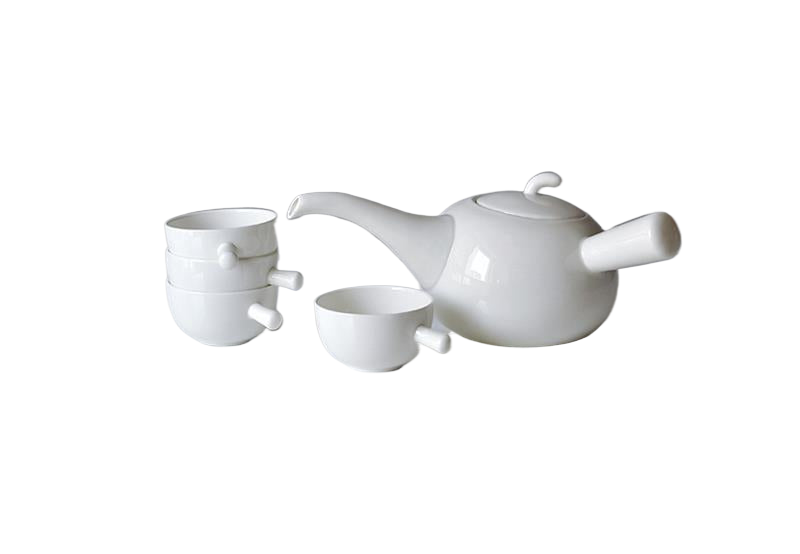Creative designed, bone china tea pot set , factory direct glaze teapot for tea, five-piece set, plain white ceramic coffee mugs acacuss