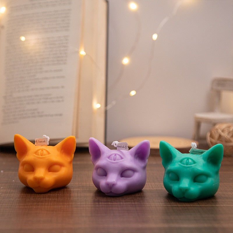 Creative halloween candle three eyes cat scented candles party decorations for events home decor accessories modern decor candle acacuss