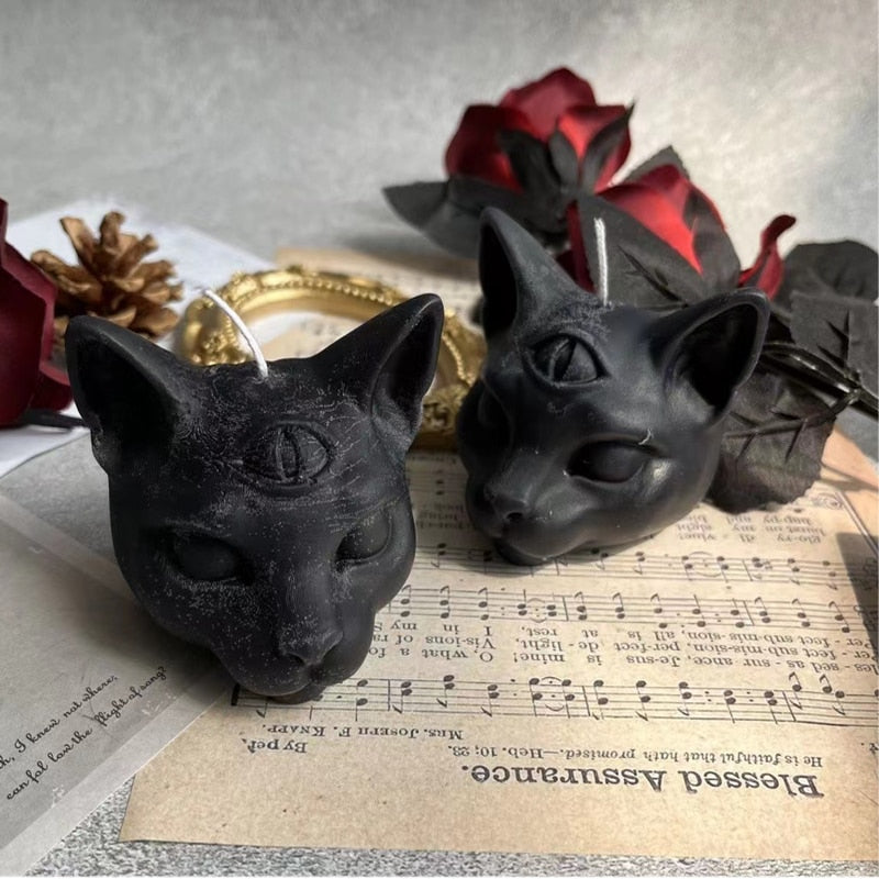 Creative halloween candle three eyes cat scented candles party decorations for events home decor accessories modern decor candle acacuss
