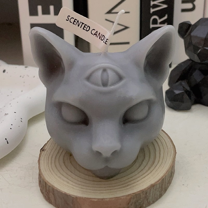 Creative halloween candle three eyes cat scented candles party decorations for events home decor accessories modern decor candle acacuss