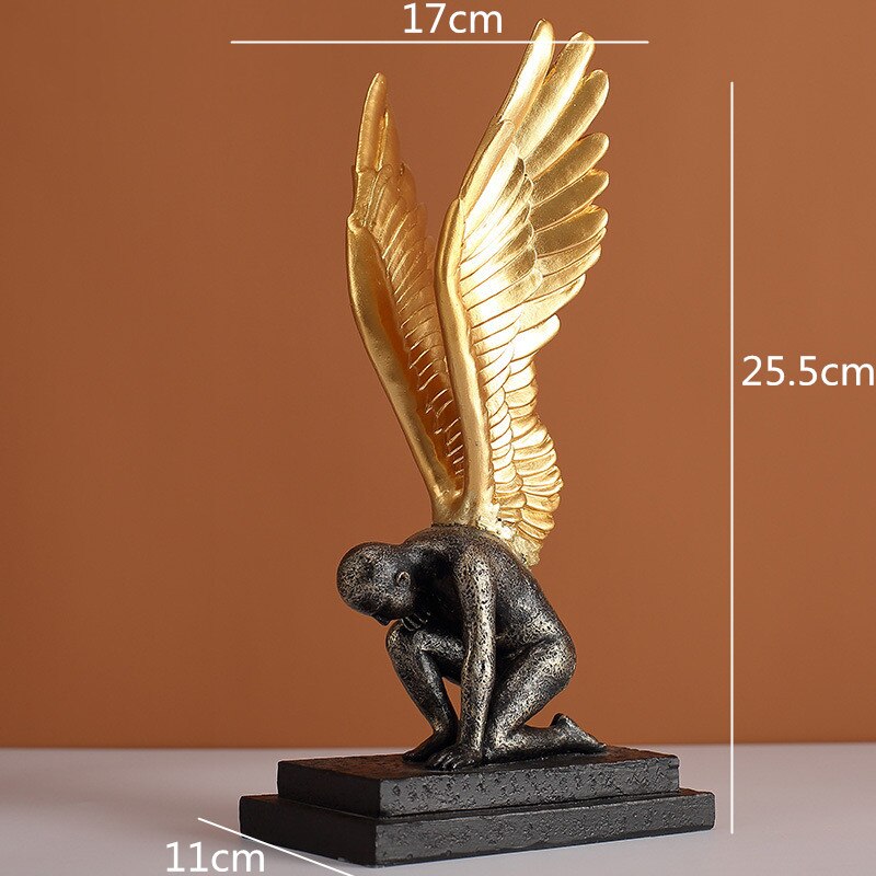Creative resin figure statue angel Golden wings Golden bird Simulation sculpture Handicraft Home decoration accessories acacuss