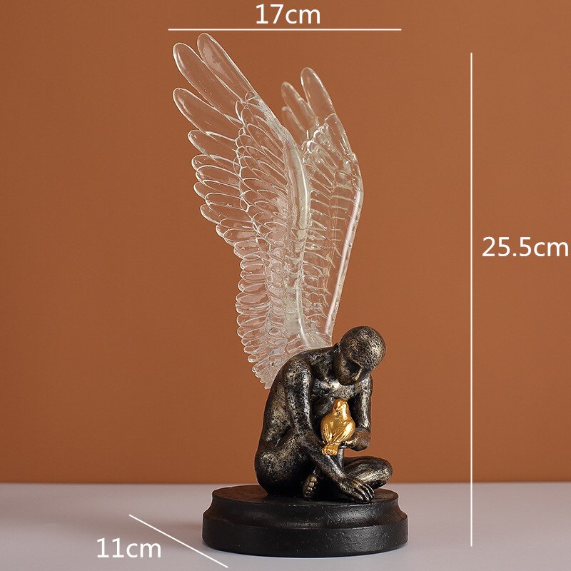 Creative resin figure statue angel Golden wings Golden bird Simulation sculpture Handicraft Home decoration accessories acacuss