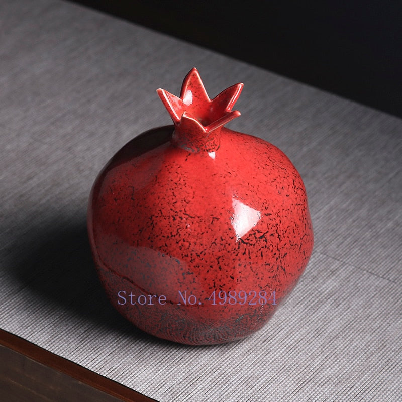 Creativity Ceramic Vase Red Pomegranate Flower Arrangement Accessories Flower Vase Decorative Ornaments Modern Home Decoration acacuss