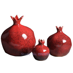 Creativity Ceramic Vase Red Pomegranate Flower Arrangement Accessories Flower Vase Decorative Ornaments Modern Home Decoration acacuss