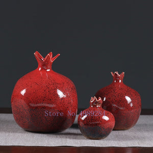 Creativity Ceramic Vase Red Pomegranate Flower Arrangement Accessories Flower Vase Decorative Ornaments Modern Home Decoration acacuss