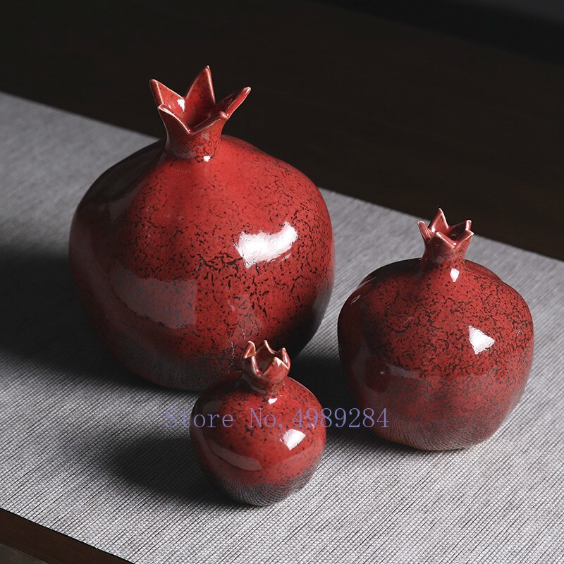 Creativity Ceramic Vase Red Pomegranate Flower Arrangement Accessories Flower Vase Decorative Ornaments Modern Home Decoration acacuss