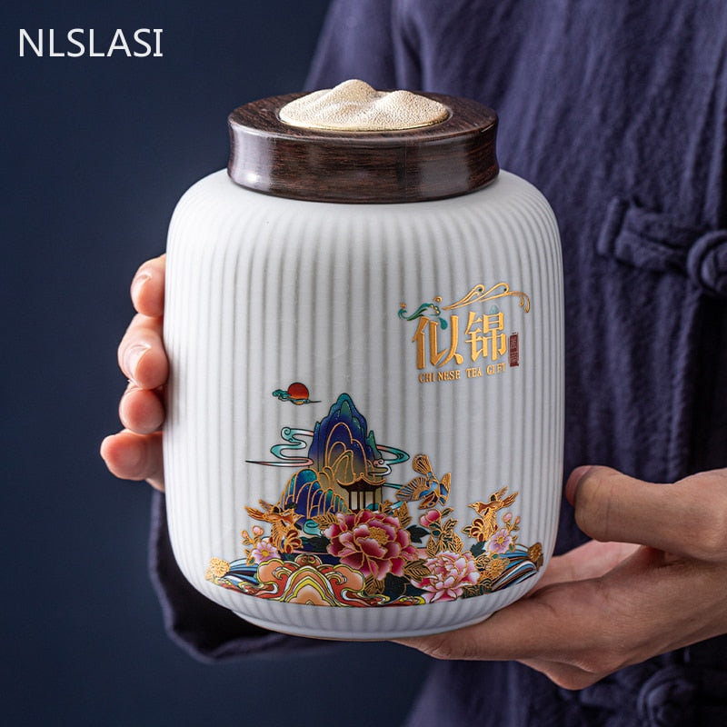 Creativity Ceramics Tea Caddy Large Candy Dried Fruit Storage Tank Portable Sealed Tea Jar Travel Tea Boxes Coffee Canister acacuss