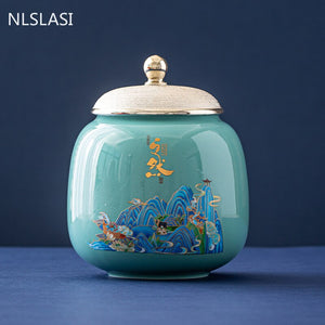 Creativity Ceramics Tea Caddy Large Candy Dried Fruit Storage Tank Portable Sealed Tea Jar Travel Tea Boxes Coffee Canister acacuss
